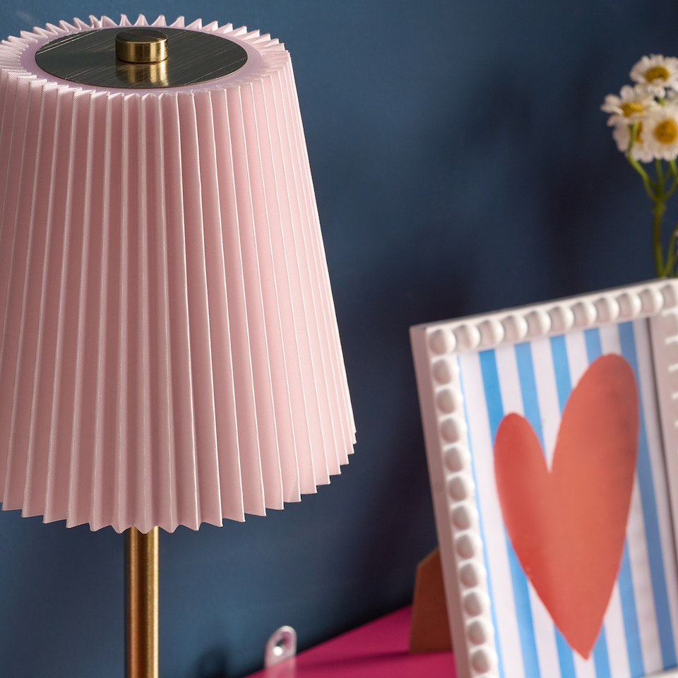image 1 of OHS Pleated Bedside Lamp LED Rechargeable Cordless Night Light