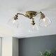 image 2 of Hansen Multi Arm Glass Semi Flush Ceiling Lamp, Antique Brass Plate, Glass