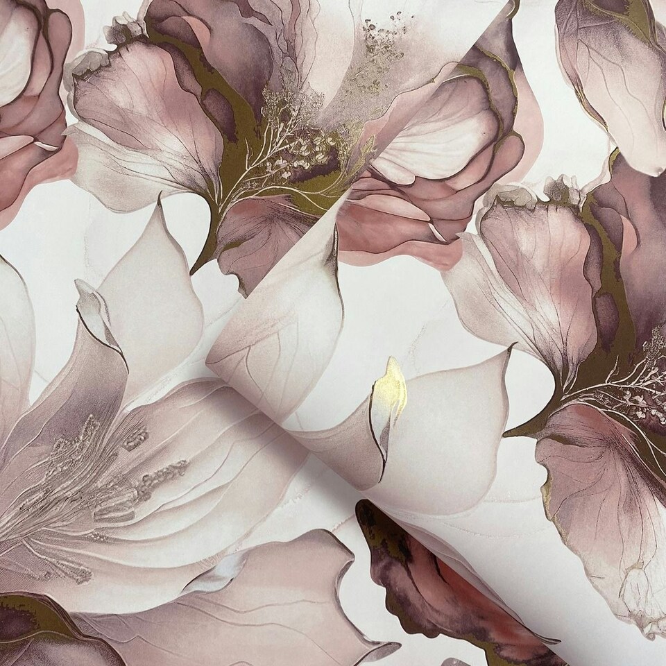 image 1 of Muriva Elysian Floral Wallpaper - Pink - 10m x 0.5m Pink