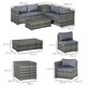 image 7 of Outsunny 6Pcs Rattan Sofa Set Garden Sectional Garden Wicker Furniture Cushion