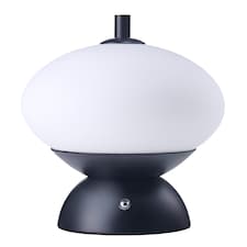 Black Domed Rechargeable Touch Dimmable Table Lamp with Frosted Glass Shade | Black