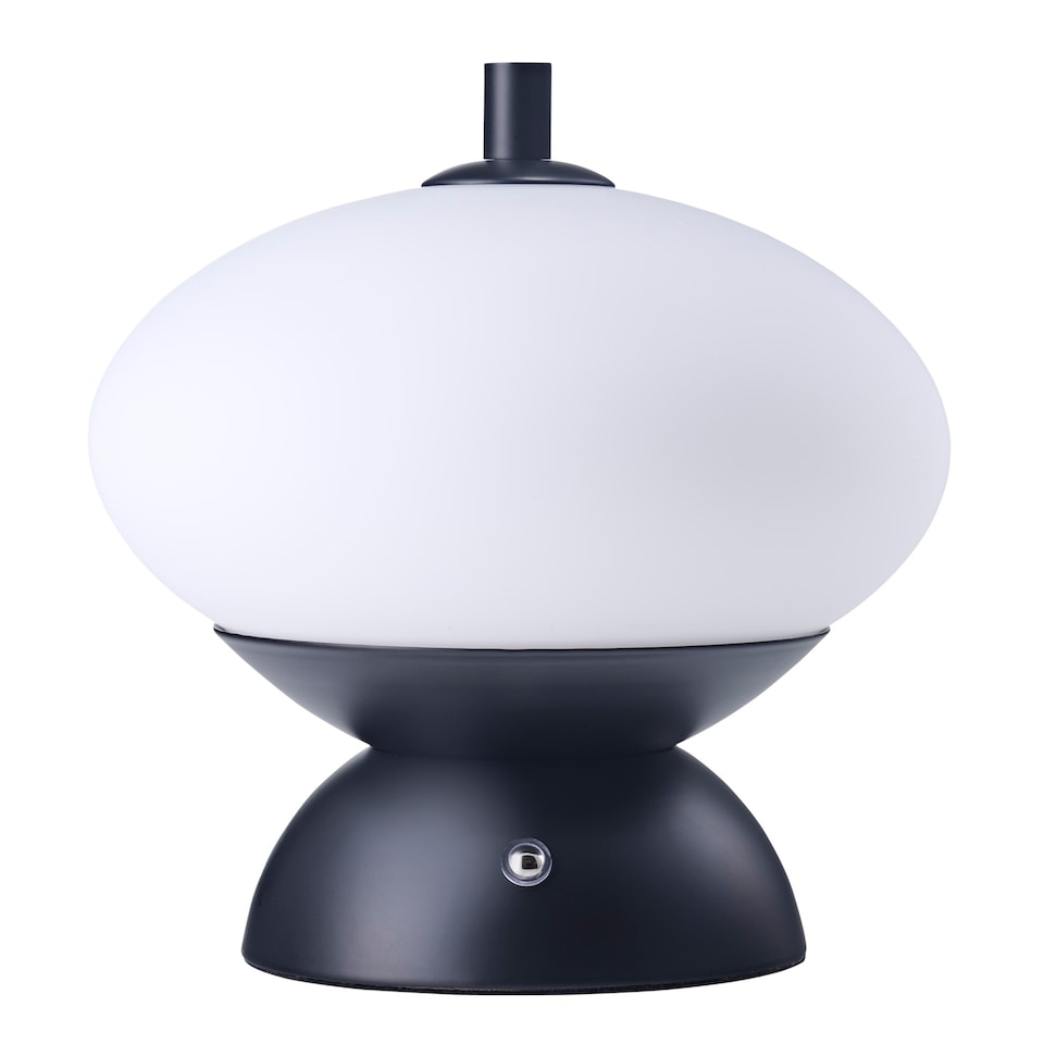 image 1 of Black Domed Rechargeable Touch Dimmable Table Lamp with Frosted Glass Shade | Black