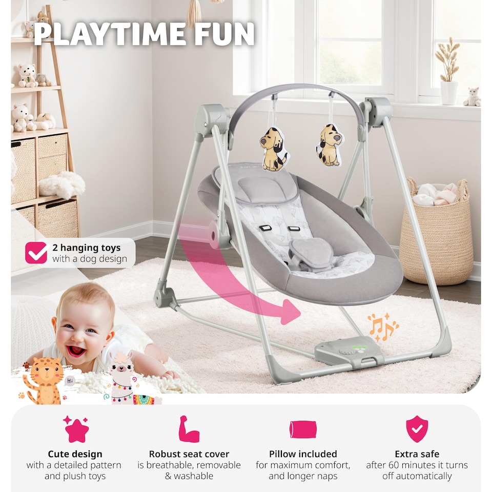 image 1 of Baby Rocker - 5 speeds, timer & automatic shut-off, 4 soothing sounds, washable cover, 9 kg load capacity