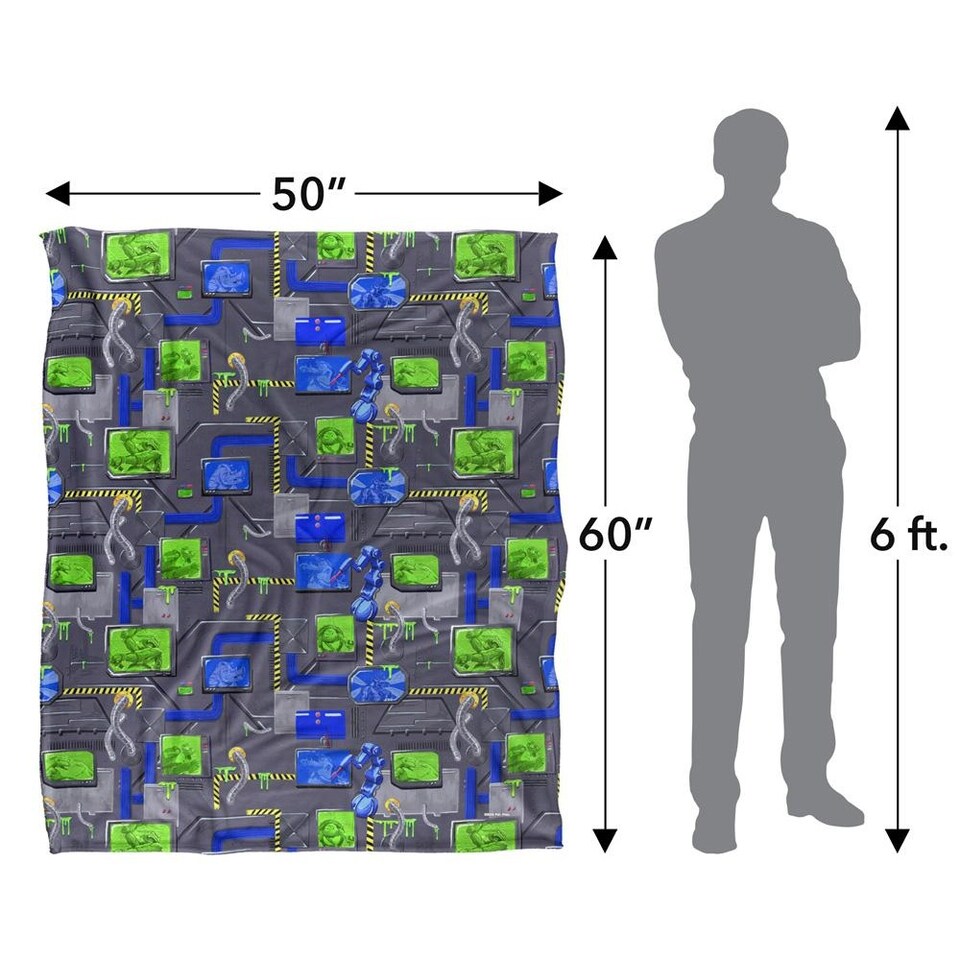 image 1 of Teenage Mutant Ninja Turtles: Mutant Mayhem Sewer Tech Silky Patterned Supersoft Blanket | Multi | Multicoloured | 152cm x 127cm | 1