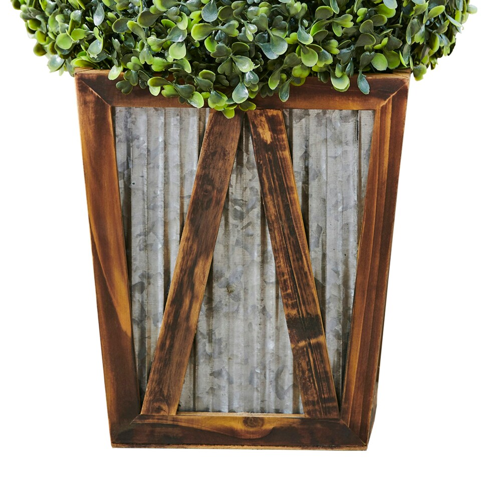 image 1 of Teamson Home Indoor Outdoor Garden Solar Light Decor, Pre Lit Artificial Shrub Bush