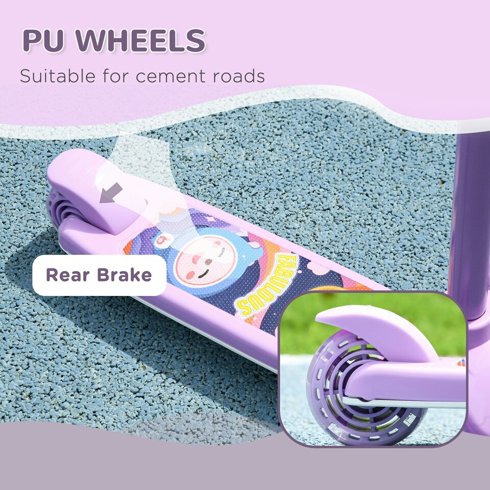 image 1 of AIYAPLAY Kids 3 Wheel Scooter for 2-6 Years Old w/ Adjustable Height, Pink 