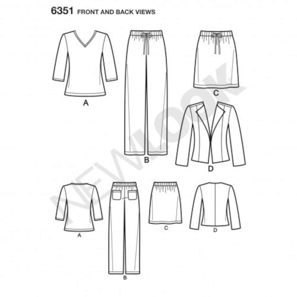 image 1 of New Look 6351 Paper Sewing Pattern – Women’s Jackets, Trousers, Skirts & Tops, Size A (10–12–14–16–18–20–22), Intermediate