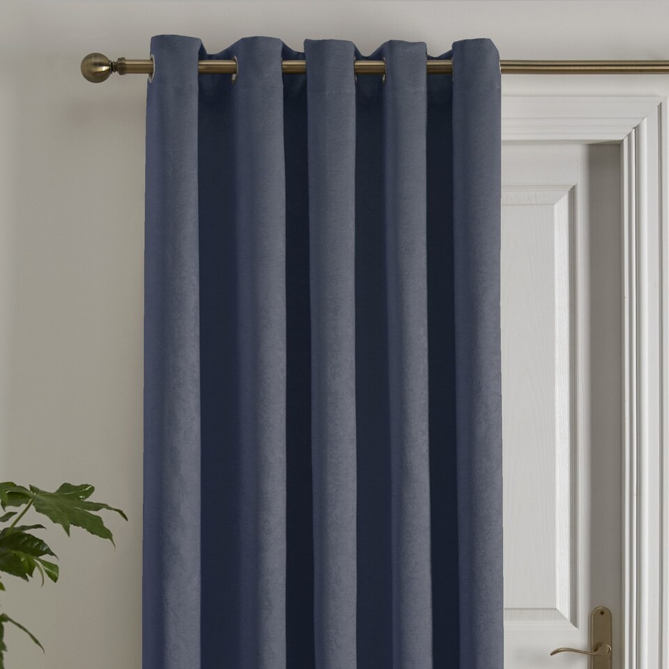 image 1 of Fusion Strata Eyelet Single Panel Door Curtain Navy
