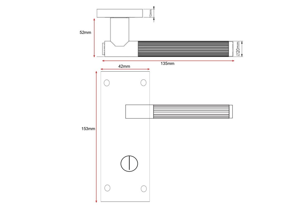 image 1 of Golden Grace Victorian T-Bar Linear Design Bathroom Lock Door Handle Set Matt Black Finish with Mortise Lock