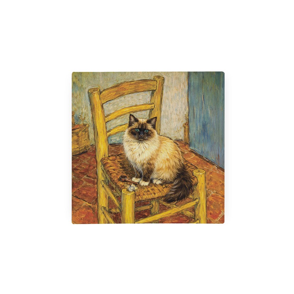 image 1 of Van Gogh's Chair Cat Glass Hot Pot Stand - Heat Resistant Non-Slip Trivet