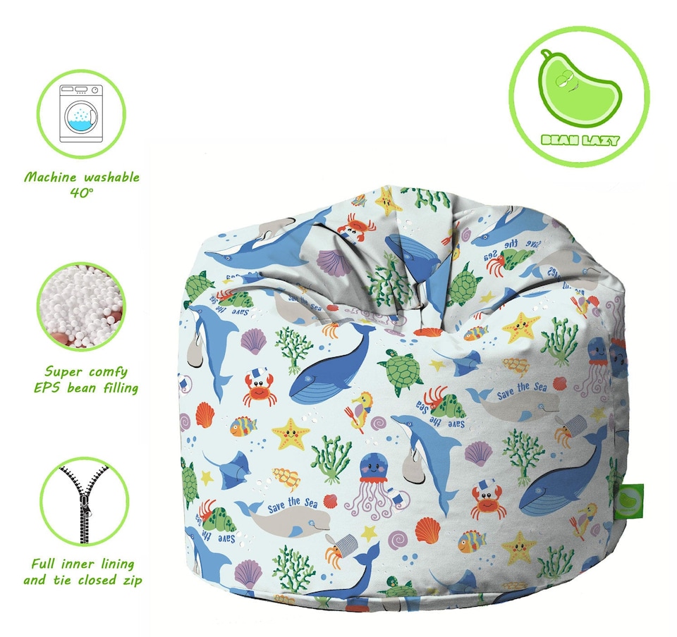 image 1 of Bean Lazy Save Our Seas Cotton Bean Bag Large