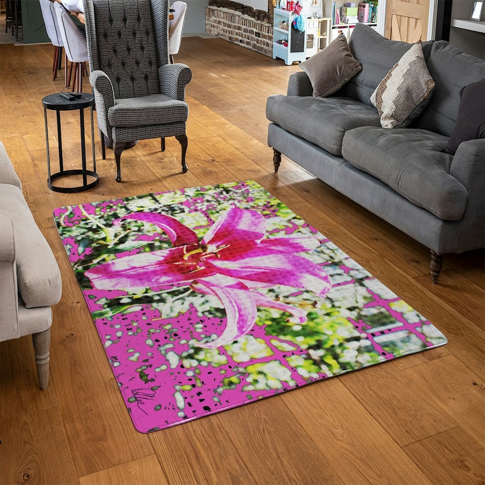 image 1 of Pink flower (Rug) Pink | Medium: 80x150cm