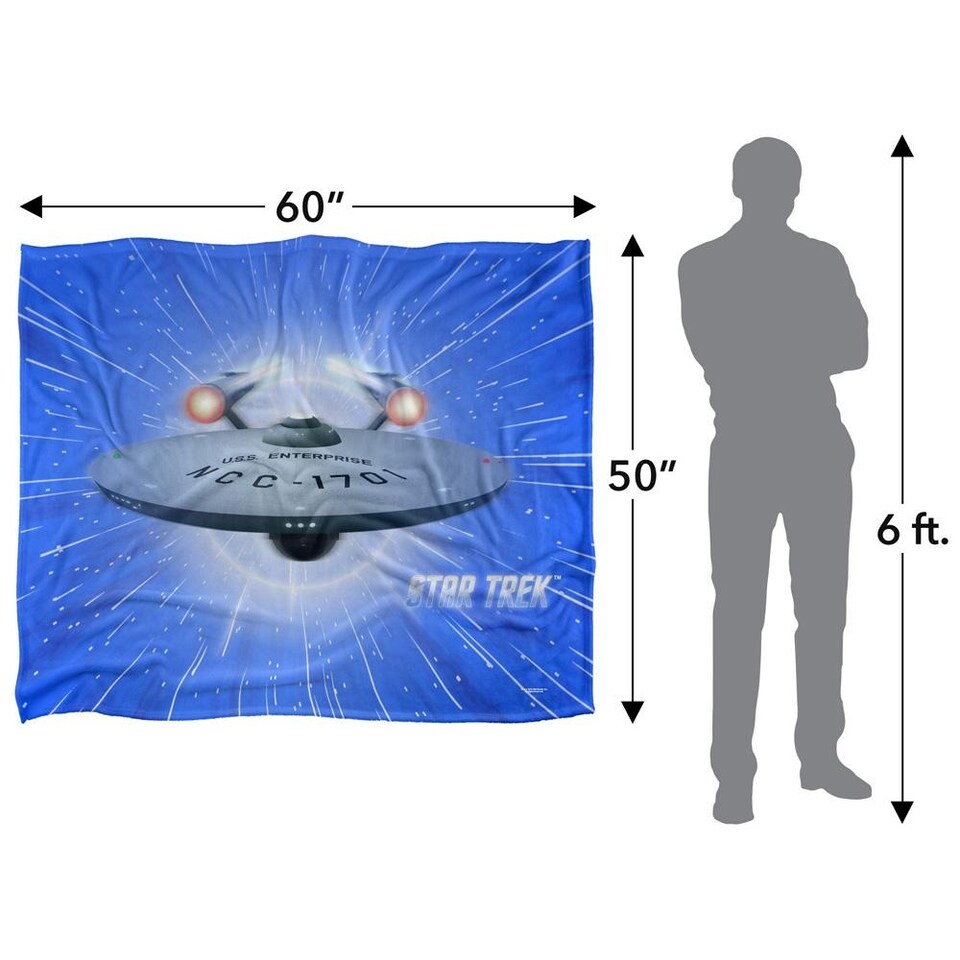 image 1 of Star Trek All Shes Got Silky Supersoft Blanket | Blue | Blue/Grey/White | One Size | 1