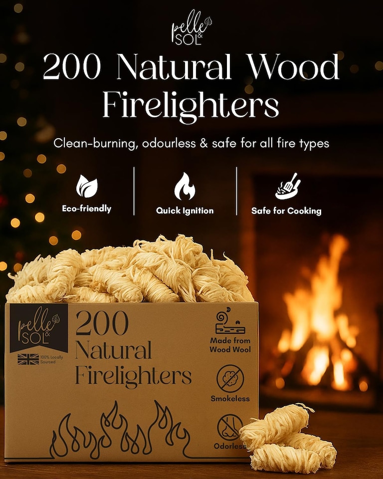 image 1 of Pelle & Sol Natural Firelighters Wood Wool 200 Pack