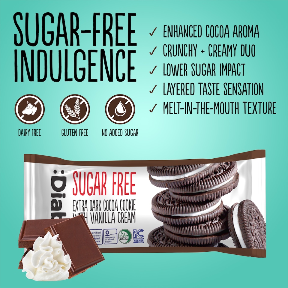 image 1 of Diablo Sugar Free Dark Cocoa and Vanilla Cream Cookie 44g