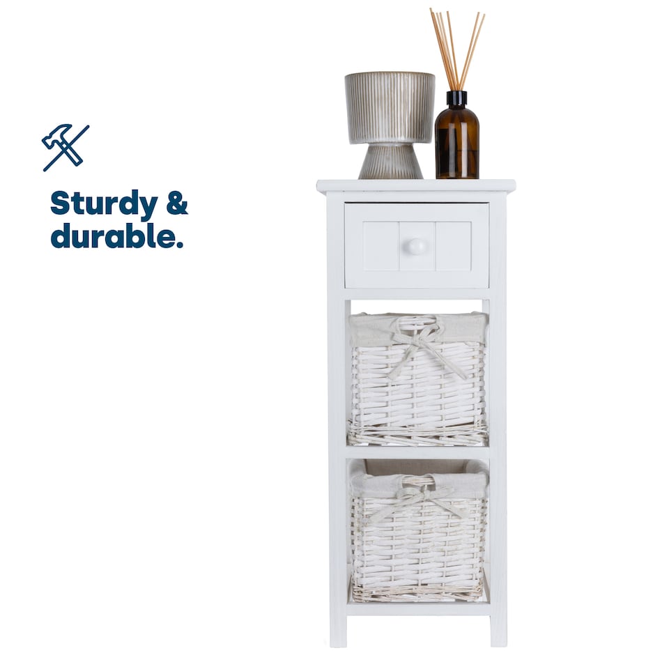 image 1 of Rustic White Bedside Storage Unit for Bedroom and Home
