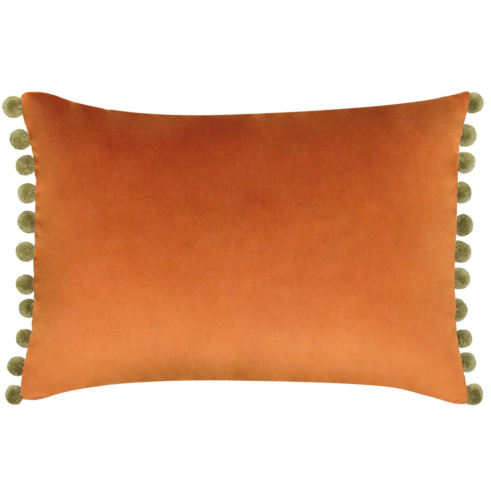 image 1 of Paoletti Fiesta Velvet Cushion, Rust/Khaki, 35 x 50cm