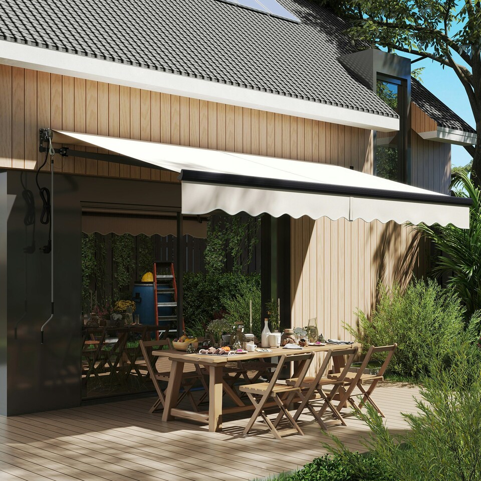 image 1 of Outsunny 3.5 x 3(m) Electric Retractable Awning w/ Aluminium Frame Beige 
