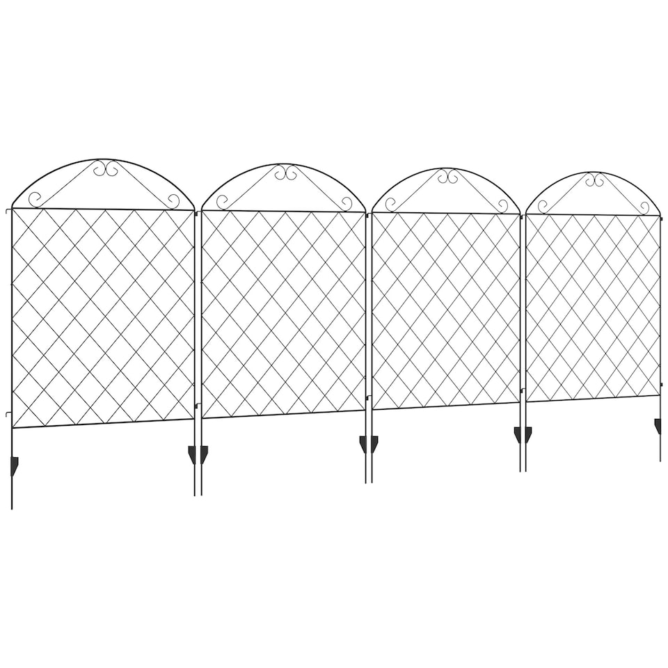 image 1 of Outsunny 4PCs Decorative Garden Fencing 43in x 11.5ft Metal Border Edging