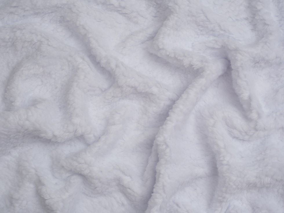 Minerva Core Range White Cotton Sherpa Fleece Fur Fabric for Dressmaking, Toy Making, 150cm / 59" Wide - per metre