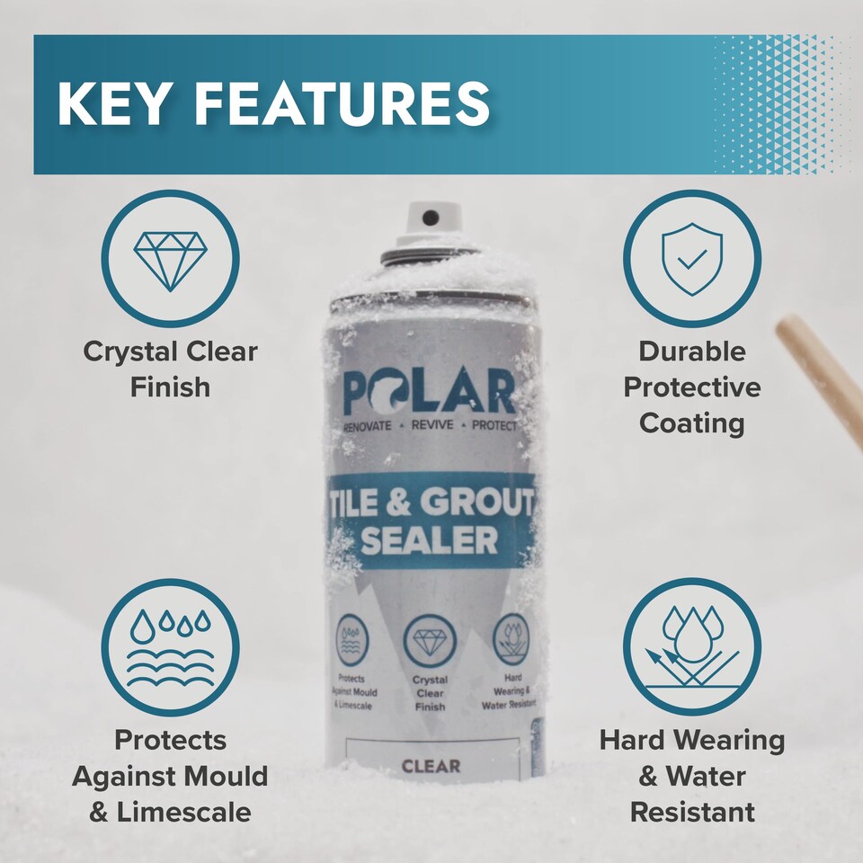 image 1 of Polar Tile & Grout Sealer Spray Waterproof Finish | Clear | Clear | 400 ml | 1