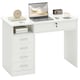 image 2 of HOMCOM Computer Desk, Home Office Desk with Lockable Drawer, Storage Shelf for Study Bedroom, 110 x 50 x 76 cm, White