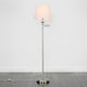 image 2 of ValueLights Sinatra Brushed Silver Floor Lamp with Medium Pink Tapered Shade and LED Bulb