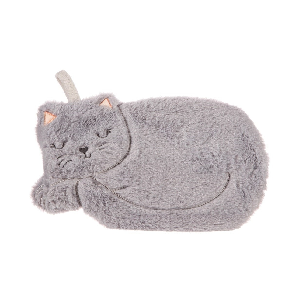 Sass & Belle Grey Cat Design Hot Water Bottle