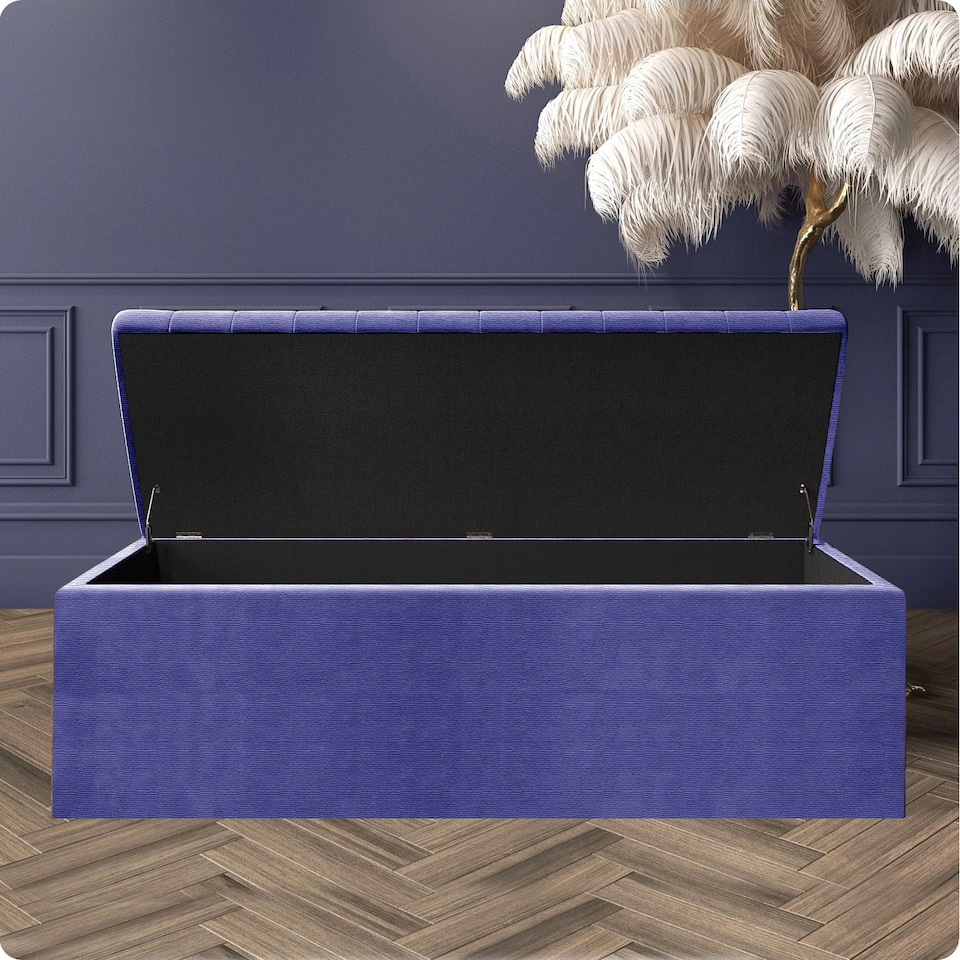 image 1 of Safar 120cm Wide Ottoman Storage box - Blue Naples Ottoman Box with Storage