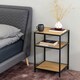 image 3 of Seaford Black Metal Bedside Table with 2 Oak Shelves