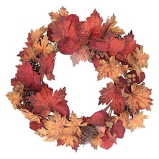 Gisela Graham Christmas Maple and Pinecone Autumnal Wreath