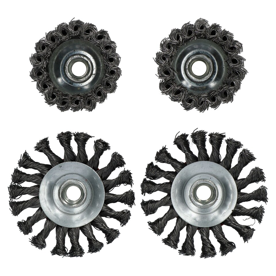 image 1 of 8pc Cup Bevel Wire Twist Brush Rust Paint Removal For 4-1/2" 115mm Grinders