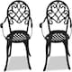 image 2 of Centurion Supports Prego 2-Large Garden and Patio Bistro Chairs with Armrests in Cast Aluminium Black