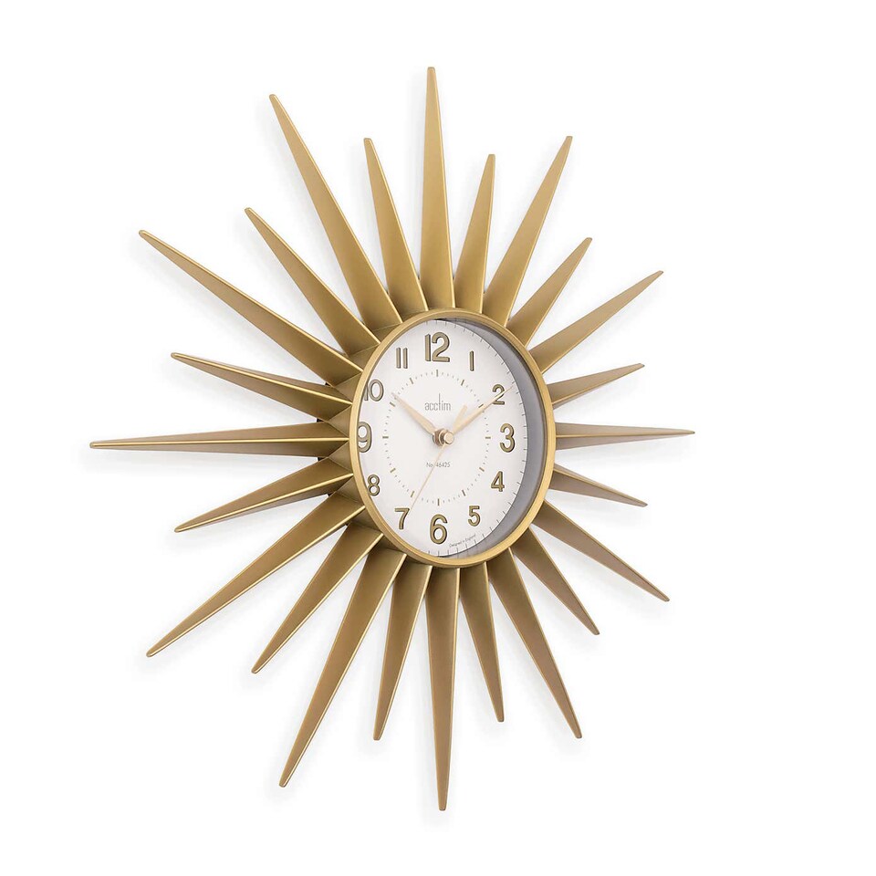 image 1 of Acctim Stella Wall Clock Sunburst StarBurst Quartz Retro Spoke 43cm