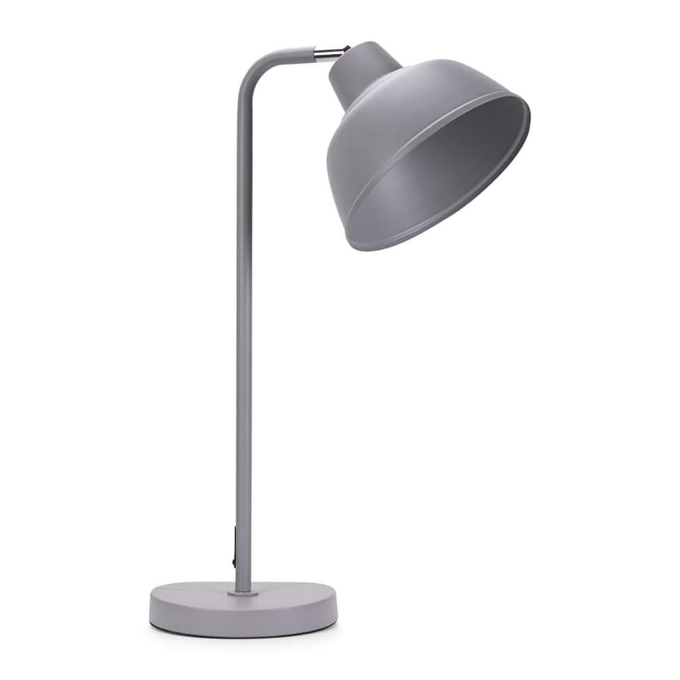 image 1 of ValueLights Morris Stone Grey Retro Dome Metal Desk Office Table Lamp Light and Bulb