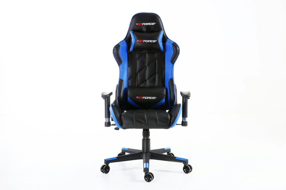 image 1 of Pro GT Reclining Sports Racing Office Desk Faux Leather Gaming Chair (Blue)