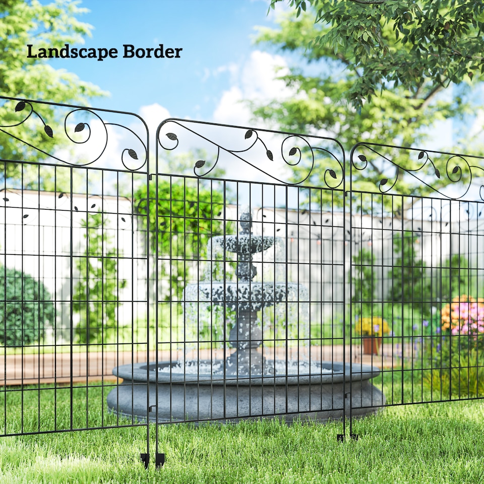image 1 of Outsunny Decorative Garden Fencing 4PCs 56in x 11.5ft Metal Border Edging