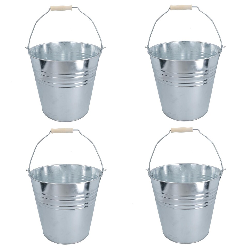 image 1 of 10L Galvanised Steel Metal Bucket Pail Water Coal Fire Greenhouse Garden Plants 4pc