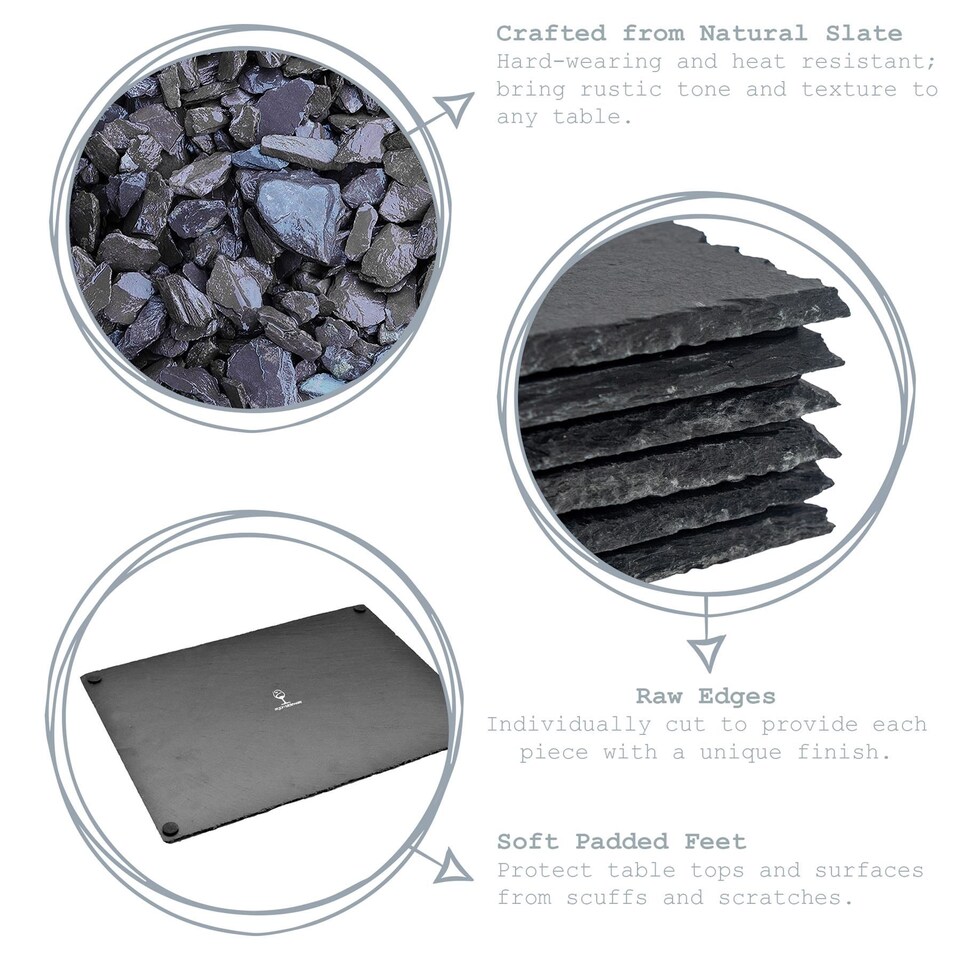 image 1 of Argon Tableware Heart Slate Placemats - 25cm - Pack of 24 | Black | Natural