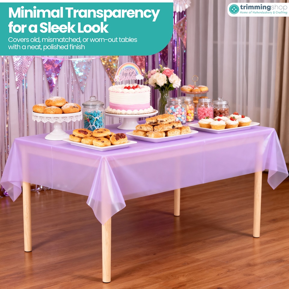 image 1 of Disposable Plastic Table Cover, Table Liner - 54" x 108"
