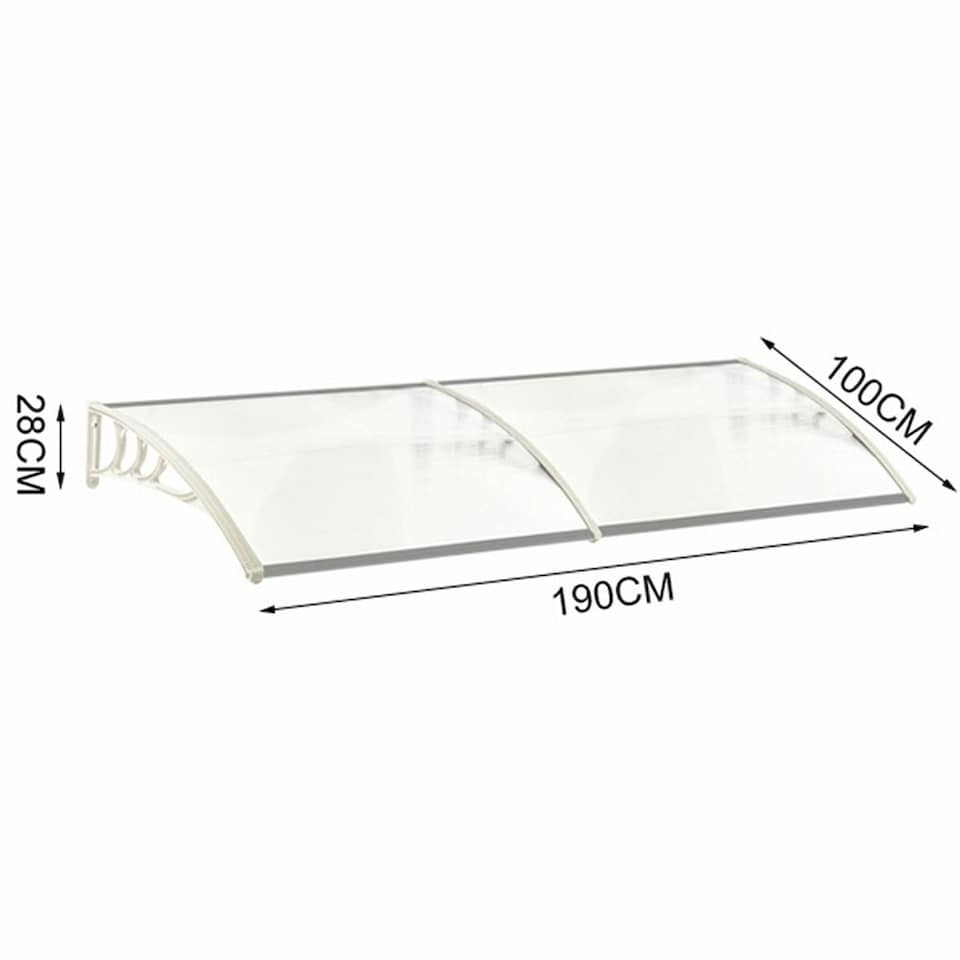 image 1 of Living and Home Window Door Awning Canopy with Brackets - L190*W100*H28-White