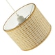 image 4 of Vintage Reeded Paper Round Lamp Shade with Taupe Cotton Fabric Trims | Cream | Taupe | 1