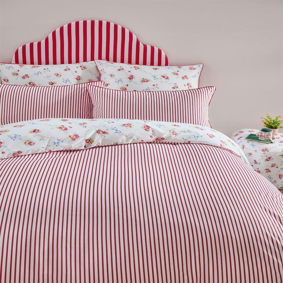 image 1 of Cath Kidston Rose and Bows Duvet Cover Set - Multi Red | King
