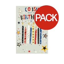 Simon Elvin Cousin Enjoy Your Birthday Candle Greetings Card (Pack of 6) - Multicoloured - One Size