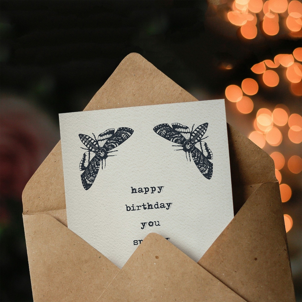 image 1 of Deaths Heads Hawkmoth Moth Vintage Style Drawing Birthday Card