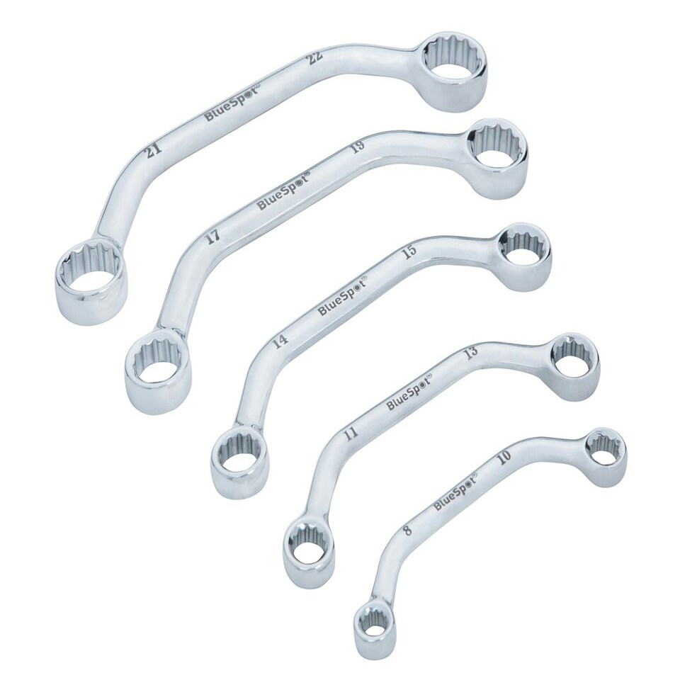 image 1 of Blue Spot Tools - 5 Pce Chrome Vanadium Metric Obstruction Spanner Set (8-22mm)