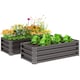 image 1 of Outsunny Set of 2 Raised Garden Bed Galvanised Planter Box, Dark Grey