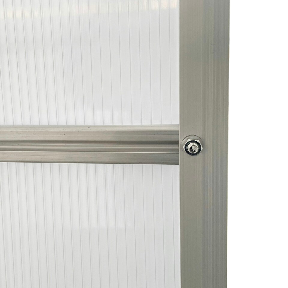 image 1 of Outsunny Polycarbonate Walk-in Garden Greenhouse w/ Sliding Door Silver Tone