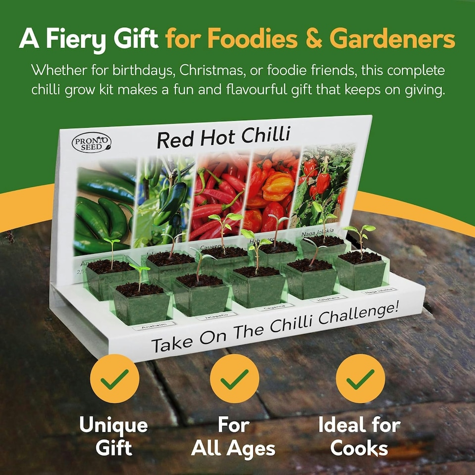 image 1 of Pronto Seed Grow Your Own Hot Chilli Seed Kit - 5 Varieties - Take the Chilli Challenge
