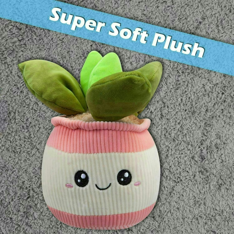 image 1 of Potted Plants Soft Toy Cute Plushie Huggable Cuddly Stuffed Toy Gift 20cm Pink